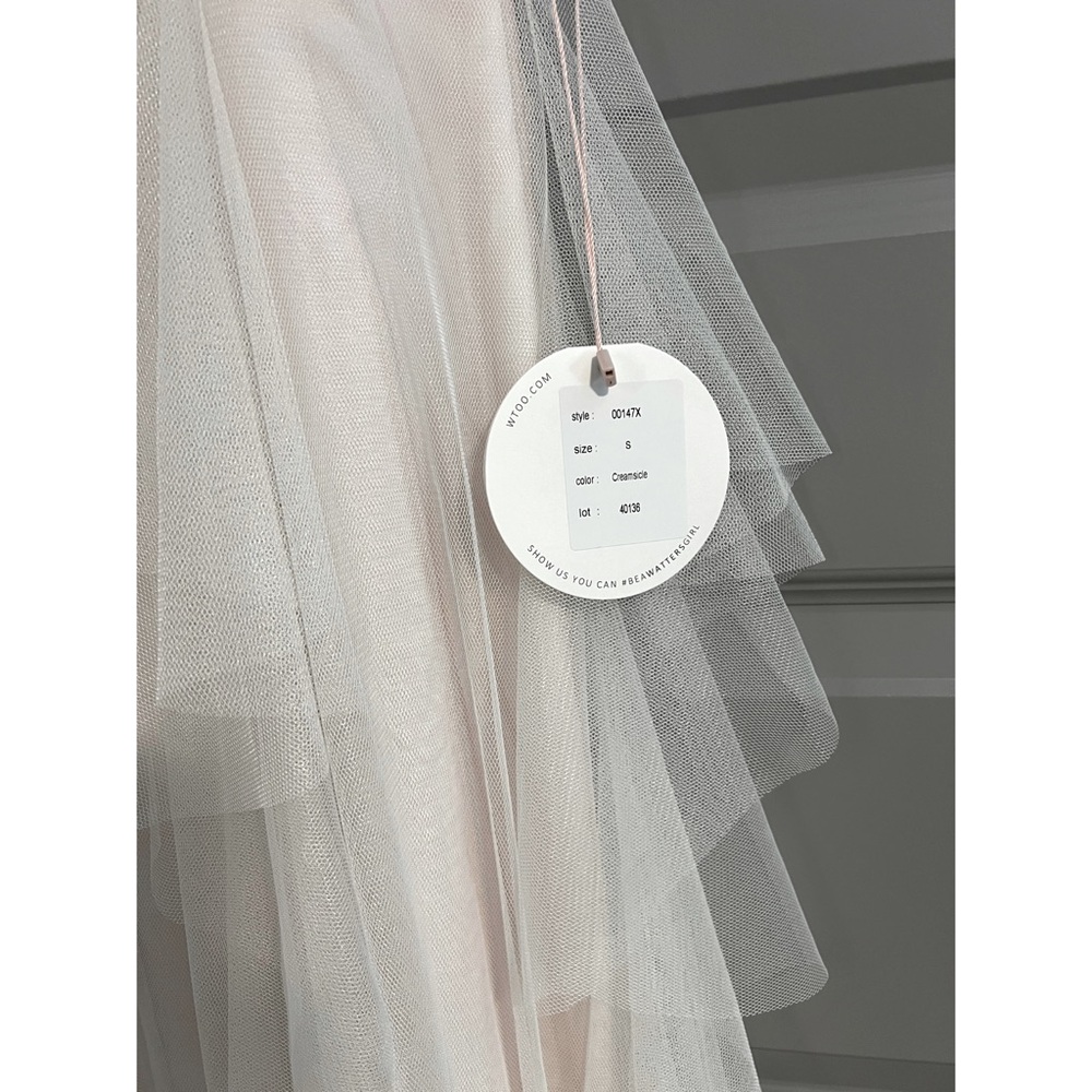 A-line Off-Shoulder Wtoo by Watters Moore Dress Gown Ivory Blush Size S 2/4 - Picture 12 of 15